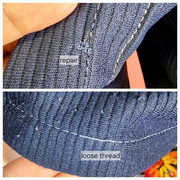 Men's Small Women's Large Vintage 1970's Navy Blue Dagger Collar Zip Up Jacket - Picture 11 of 12